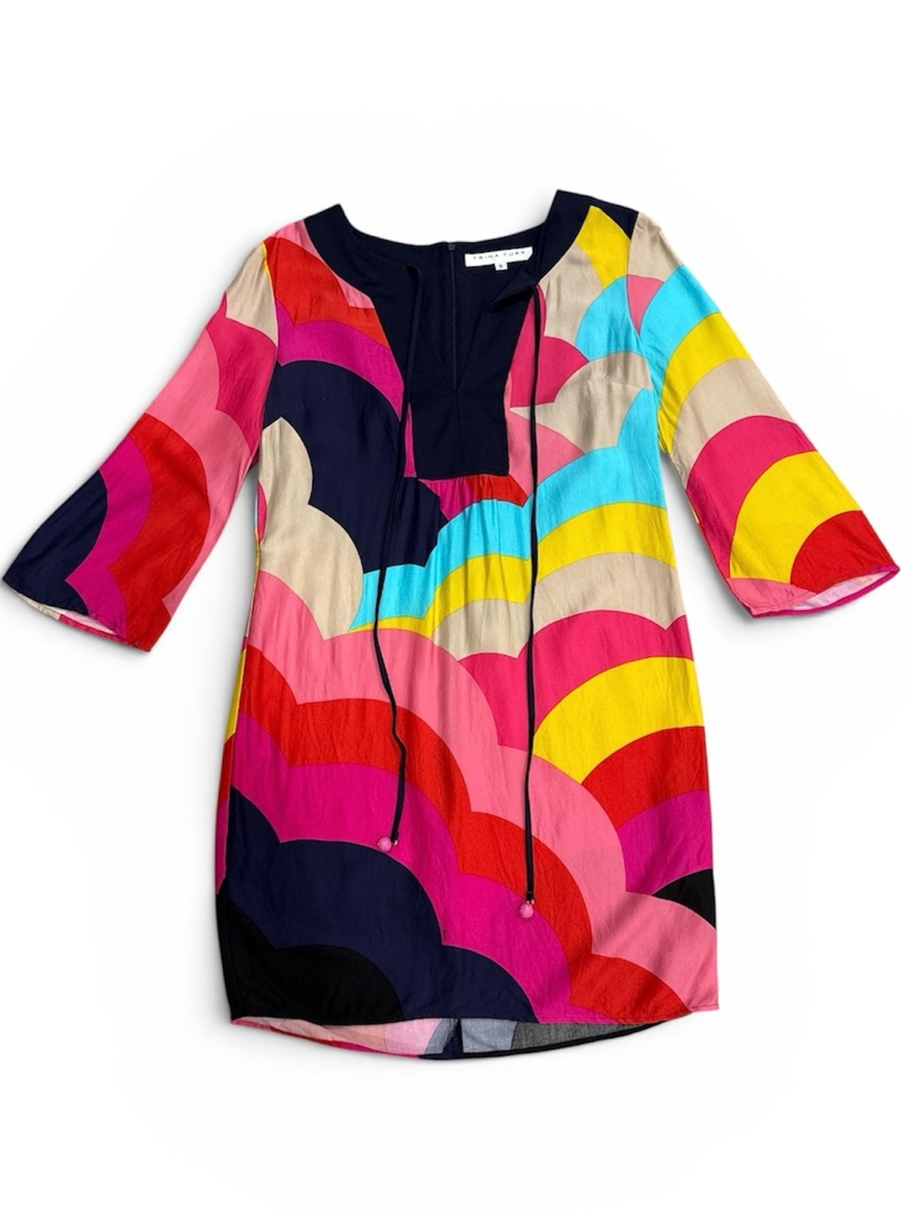 Trina Turk Women’s Multicolor Wave-Print Tunic Dress - Pink, Navy & Yellow